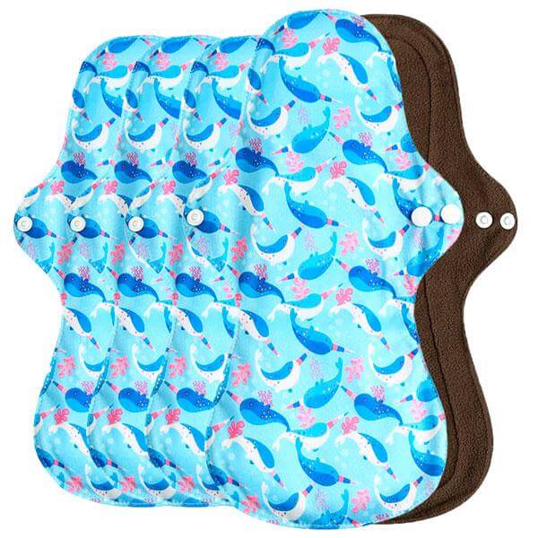 Pensos higiénicos reutilizáveis de noite com bambú azul